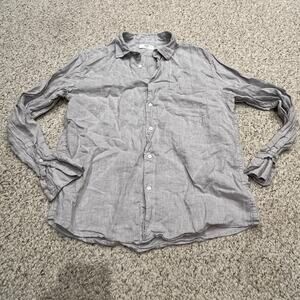 Uniqlo Women's Linen Button Down Shirt Sz XL Gray Coastal Lightweight Classic